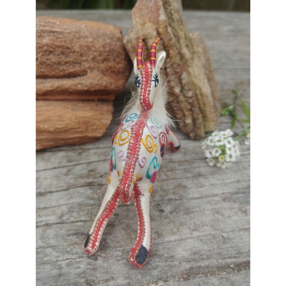 Vintage Miniature Embroidered Silk Stuffed Gazelle - Picture 5 of 10